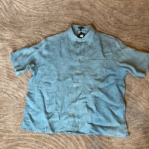 ATM, NWT Casual Blue Button-down Short Sleeve Shirt. Large